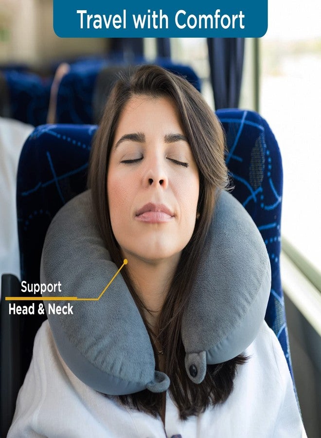 Minitul Neck Pillow for Travel, Travel Pillow for Flights, Memory Foam Neck Pillow, Travel Neck Pillow with Velvet Soft Washable Cover, Flight Pillow for Neck for Men and Women (Blue), Pain Relief Pack of 1 - Image 3
